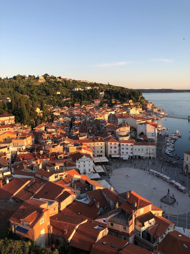 View of Piran on the Slovenian coast, a popular destination for expats moving to Slovenia.
